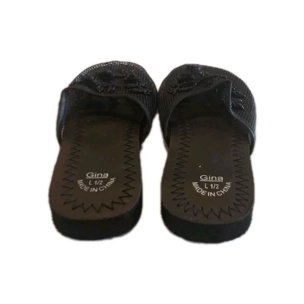 Gina Youth Girl's Slip On Comfort Dress  Ballet Flats Black Size 1-2 New